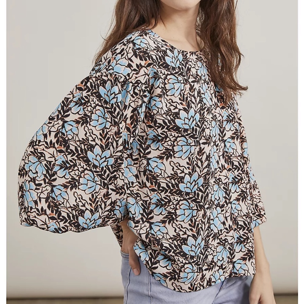 Elizabeth and James Drop-Shoulder Puff-Sleeve Top SMALL